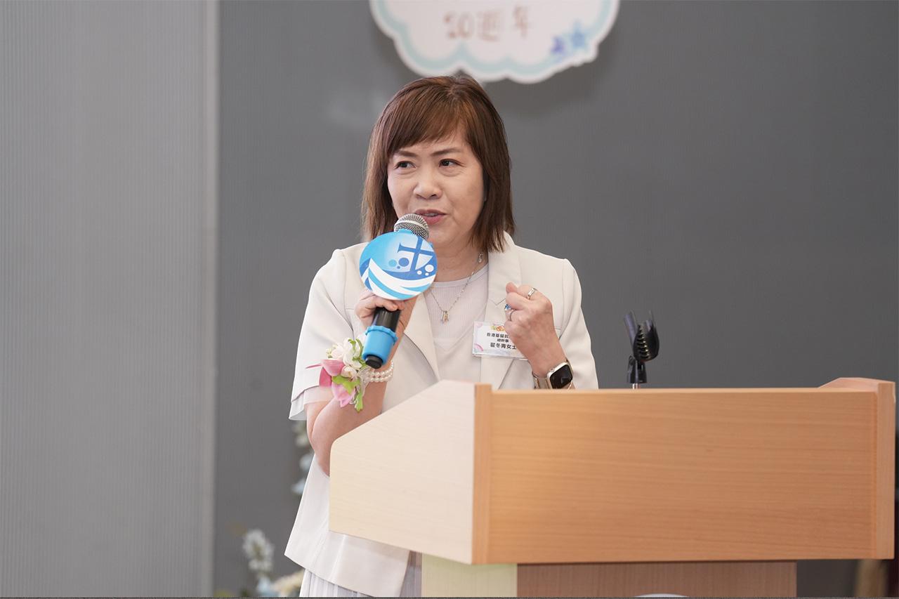 香港基督教服務處總幹事翟冬青於致詞時感謝所有曾參與關愛校園獎勵計劃的學校,與服務處攜手建立關愛校園。